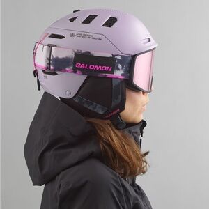 Salomon Husk Pro Mips Ski Helmet in Evening Haze / Echo